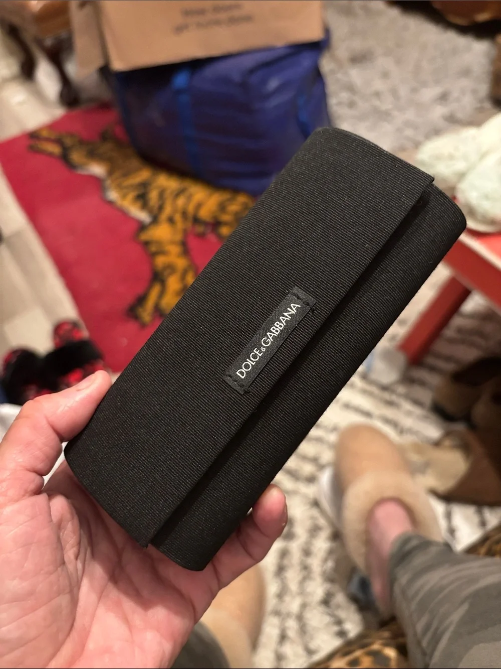 Dolce & Gabbana Black Fabric Portable Case with D&G glasses